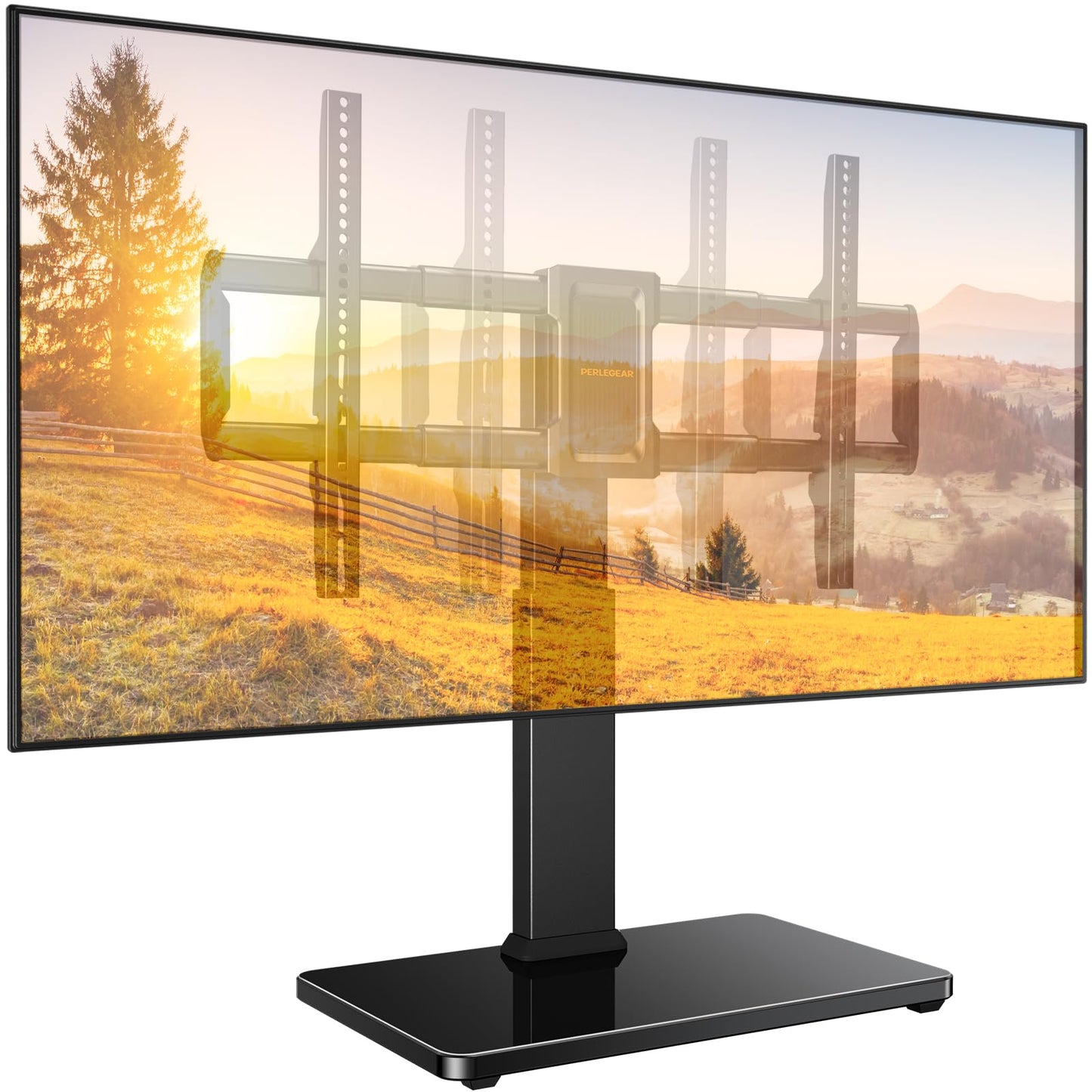 Perlegear Swivel TV Mount Stand, Universal TV Stand for 37-80 inch TVs, Height Adjustable Tabletop TV Stand Holds up to 99 lbs, Preassembled InstaMount Front Support, Max VESA 600x400mm, PGTVS28