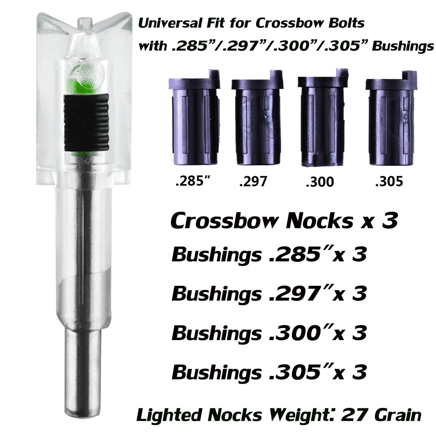 KEAUP 6/3 Pack Lighted Nocks for Crossbow Bolts with .285”/.297”/.300”/.305” Bushings High-Visibility Crossbow Lighted Nocks, On/Off Switch Included