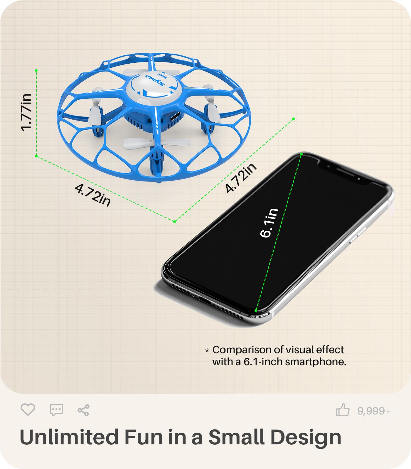 SYMA Kids Drone with 7-Color LED Light Modes, X660 Indoor Drone with Full Propeller Guard Headless Mode Rotary Ascent, Lightweight Easy to Fly Remote Control Airplane Gift for Adults Boys and Girls