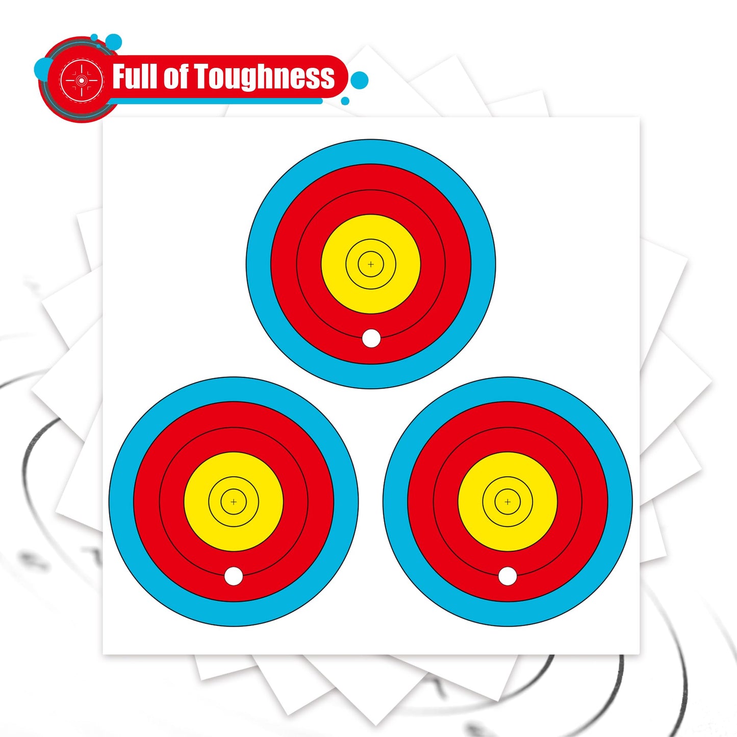 MOLFUJ Archery Targets Paper 3 Spot, New Las Version 30pcs/50pcs, Archery Target Pins Included, Bow and Arrow Targets for Hunting Backyard, Archery Target Practice Accessories