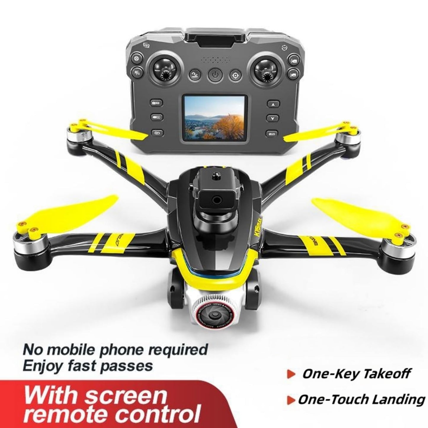 RC Drone With Screen Display Remote Control, Dual Camera, Optical Flow Hover, LED Lights, Speed Adjustment, Gravity Sensor, Brushless Motor, Trajectory Flight, 360 Degree Flip, APP Control, Headless Mode, One-Key Takeoff/Landing, Obstacle Avoidance, Impac