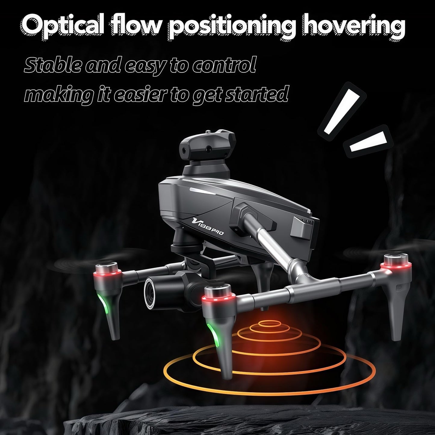 V196 GPS Drone with 1080P HD Camera, Two-batteries, Brushless Motor, Altitude Hold, One Key Take Off/Landing, with Black Outdoor Carrying Case.