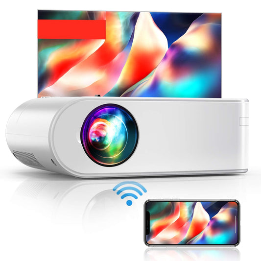 YABER Projector WiFi Mini Projector, 9000L 1080P Full HD Portable Projector, Zoom, 300" Display, Outdoor Projector [Projector Screen Included] Wireless Mirroring Projector for Phone/TV Stick/HDMI/PS4