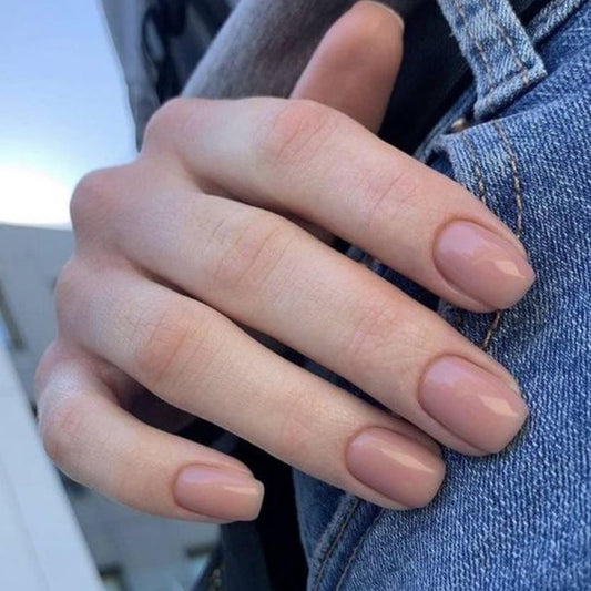 Modelones 32Pcs Peach Pink Press on Nails, Spring Easter Short Square Fake Nails, Reusable Nail Kit with Nail Glue Adhesive Tabs Mini Nail File, Nails Press Ons 16 Sizes