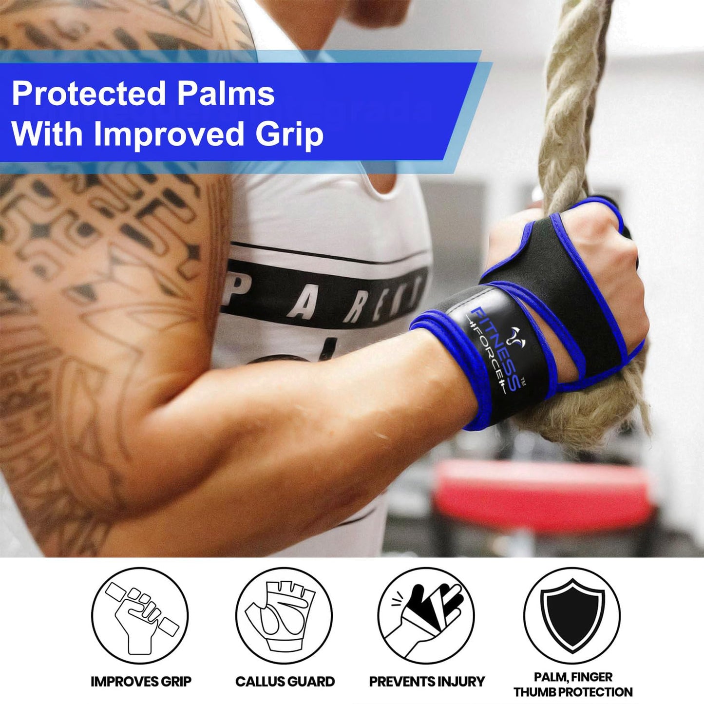 FITNESS FORCE Ventilated Gym Gloves for Men with Built-in Wrist Support for Workouts Weightlifting Gloves Workout Gloves for Women