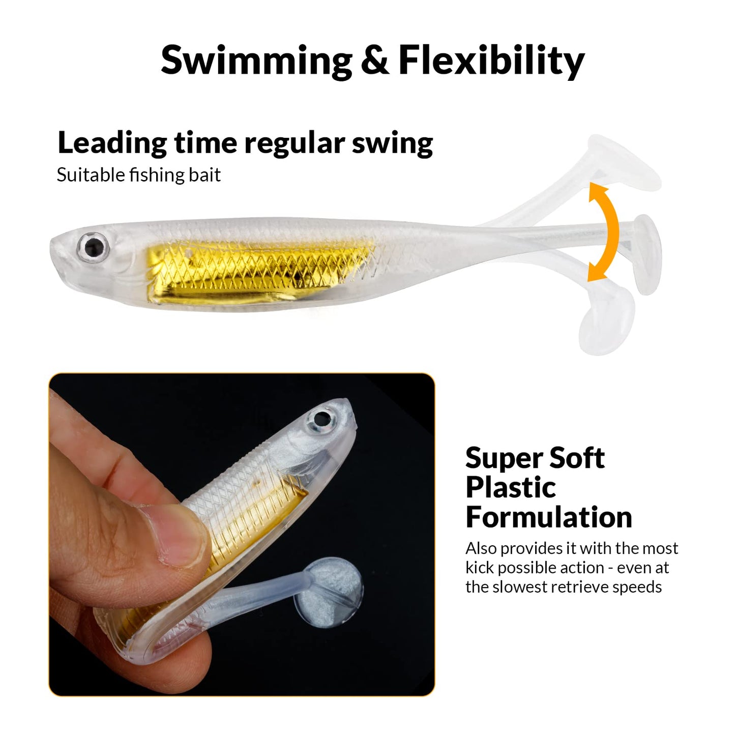 QualyQualy Soft Plastic Swimbait Paddle Tail Shad Lure Soft Bass Shad Bait Shad Minnow Paddle Tail Swim Bait for Bass Trout Walleye Crappie 2.75in 3.14in 3.94in 5in