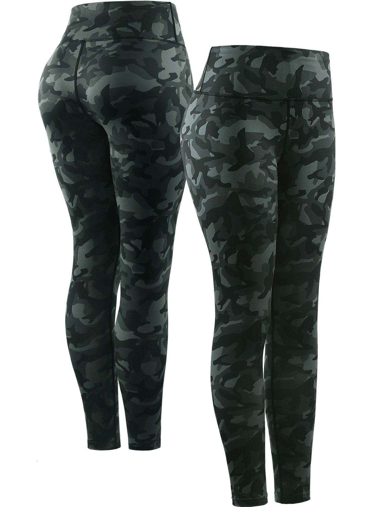 CADMUS Womens High Waist Workout Leggings Running 4 Way Stretch Yoga Pants, Green Camo, X-Large