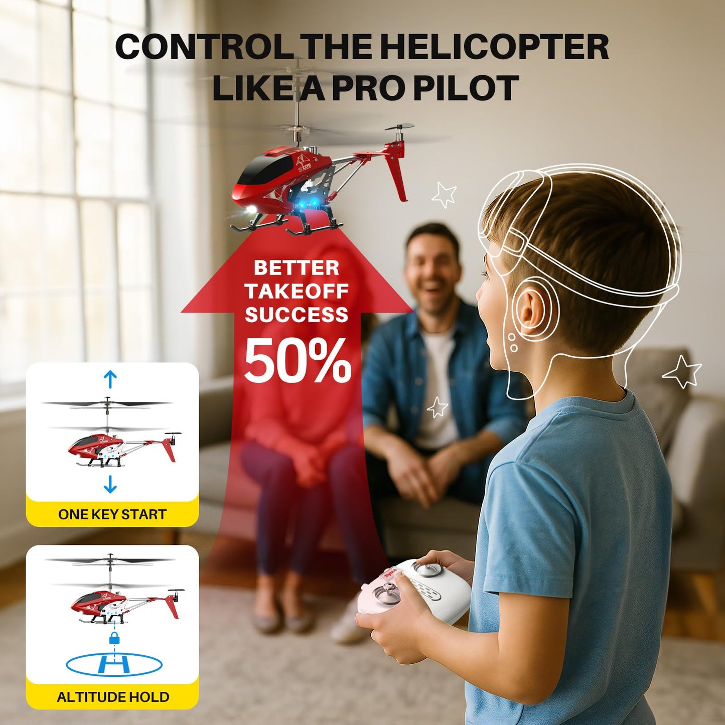 SYMA S107H-E RC Helicopter for Kids 8-12 and Beginners, Remote Control Helicopter with Altitude Hold, 2 Speed Modes, Whole Alloy Toy for Boys Girls Indoor Gift