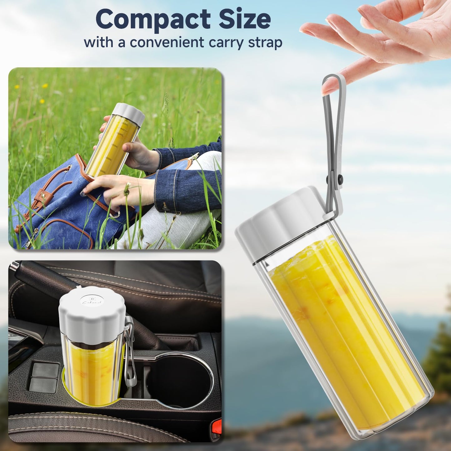 COKUNST Portable Blender, Small Smoothie & Shake Maker with LED Display, 17 oz (500ml) Personal Blender with 6 Blades, USB C Rechargeable Juice Mixer with Extra Lid for Travel, Office, Gym, Home