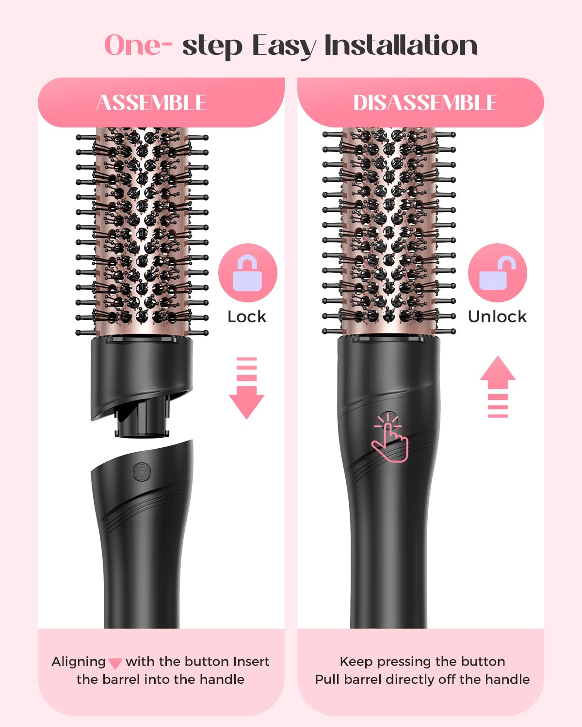 Lopeie 5 in 1 Curling Iron with Thermal Brush and 4 Interchangeable Ceramic Barrels(1/2 to 1 1/2 inch), Curling Wand Set with Flat Iron, Fast Heating, Dual Voltage Hair Curler, Gifts for Women