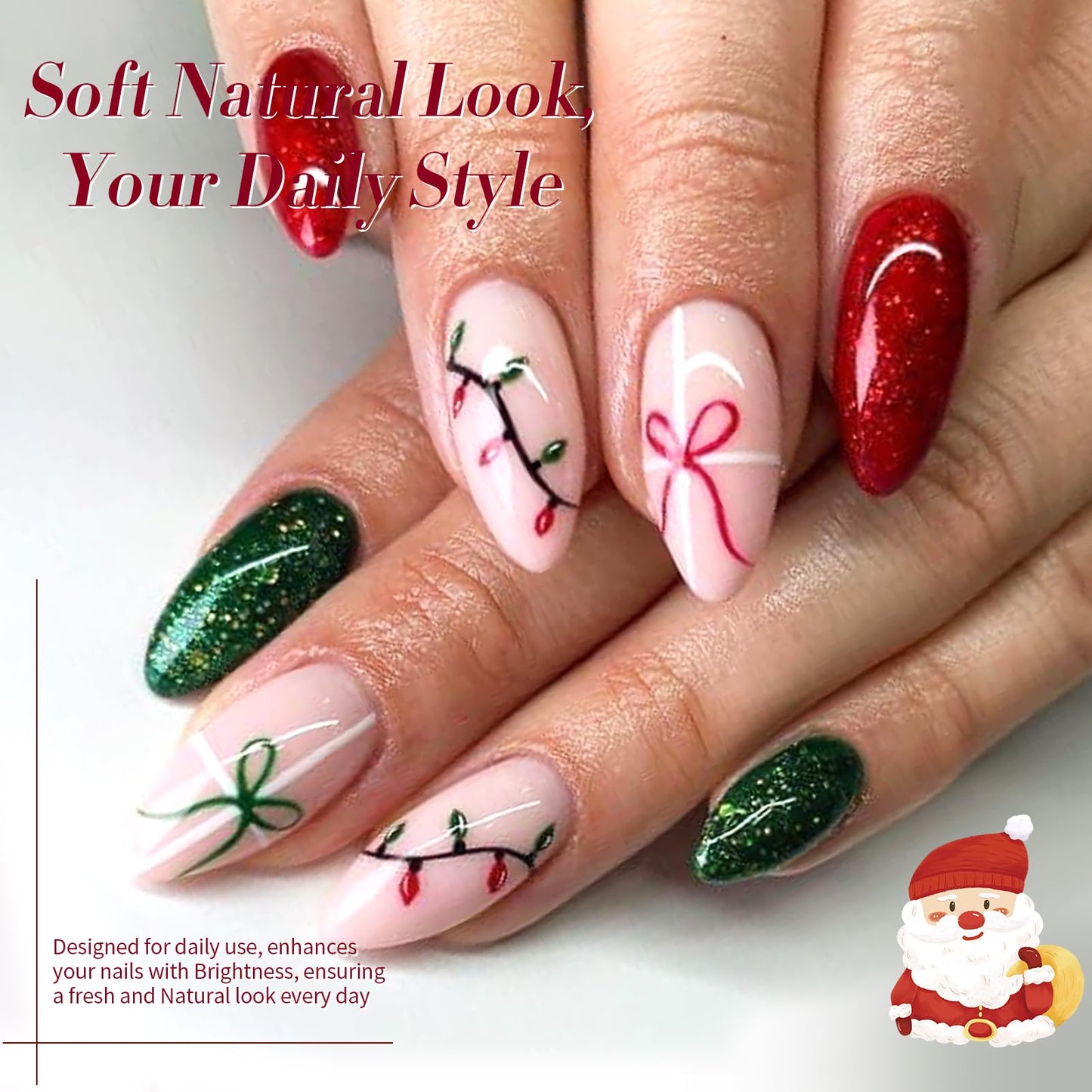 Born Pretty Gel Nail Polish Set 6 Colors,Spring Summer Green Red Gold Glitter Colos Gel Polish Kit Nail Art Manicure Design DIY Home Salon Collection Gift