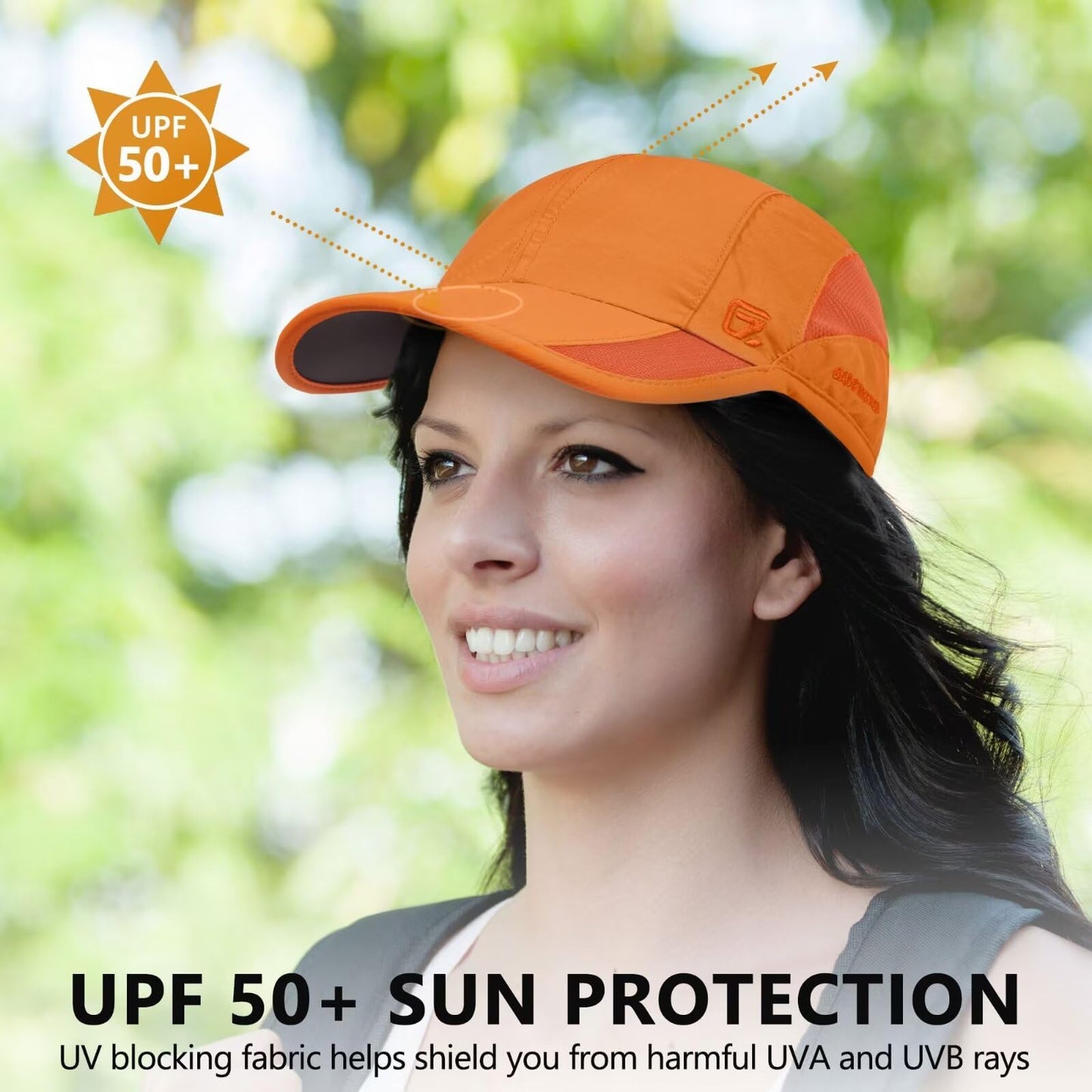 GADIEMKENSD Hats for Women Running Cap Summer Sun Hat Dri Fit Workout Cooling Hats Hat Hiking for Golf Hiking Outdoor Camping Gym Tennis Travel Cycling Horse Fishing Walking Orange M