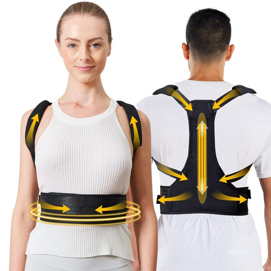 HEZKUGU Posture Corrector For Women and Men, Fully Adjustable Back Brace, Back Straightener Posture Corrector Providing Pain Relief From Neck, Shoulder, Back, Lumba (Small/Medium)