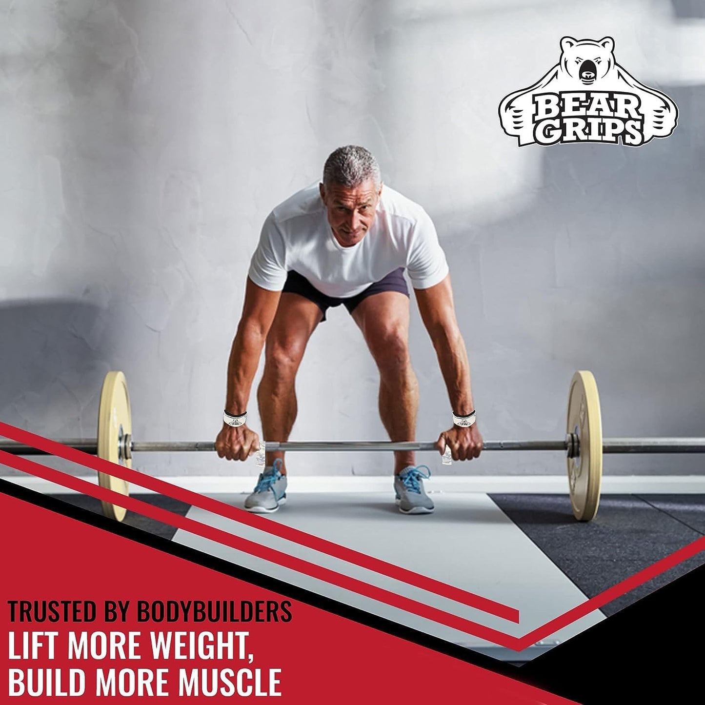 Bear Grips Lifting Straps Gym, Wrist Straps for Weightlifting, Gym Straps, Weightlifting Straps, Deadlift Straps, Weight Lifting Straps for Men, Weight Straps Lifting Women, 2 Lifting Strap | White