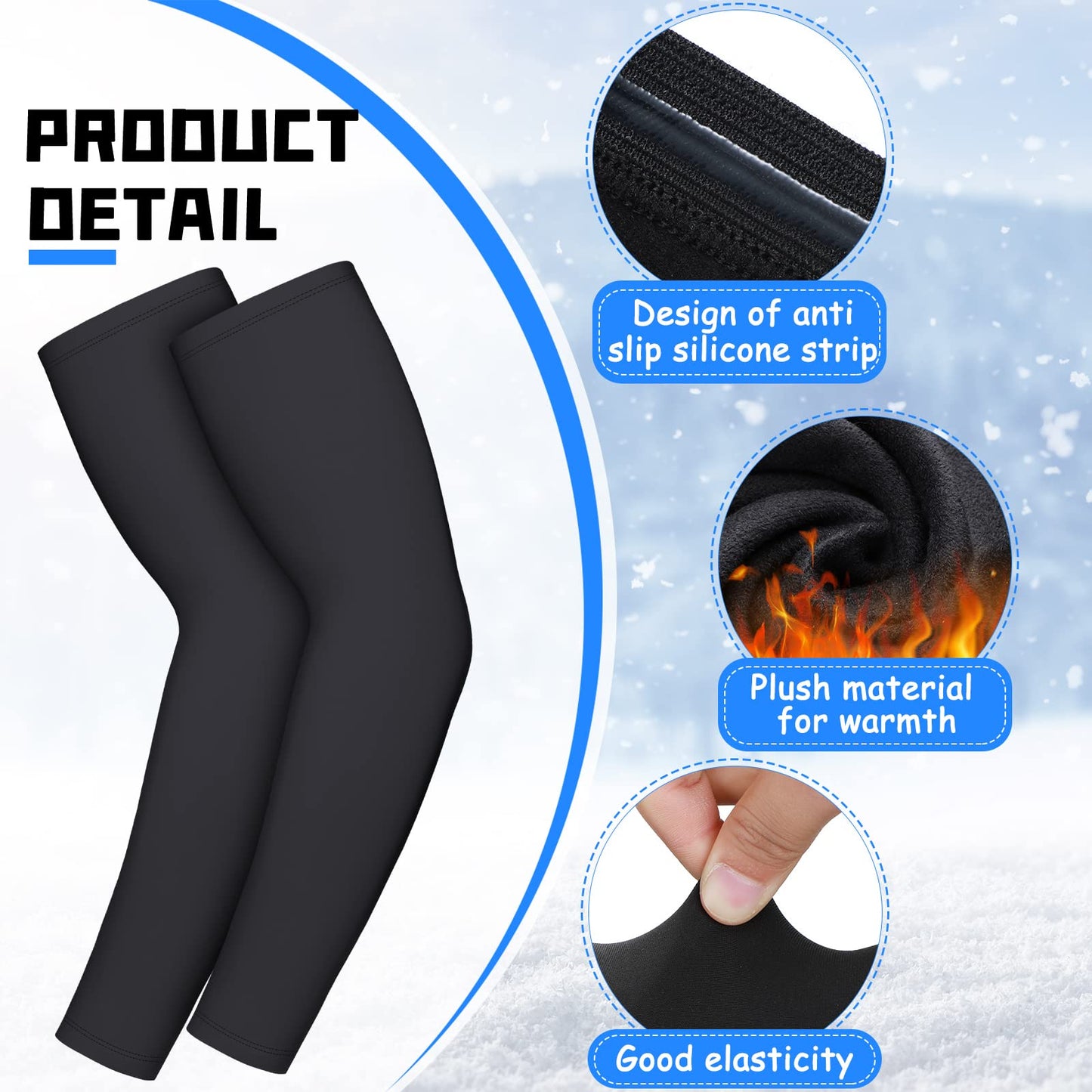 Geyoga 2 Pairs Thermal Arm Warmer for Kids Compression Athletic Sleeves for Child Toddlers Winter Sports Outdoor Activities (Medium)