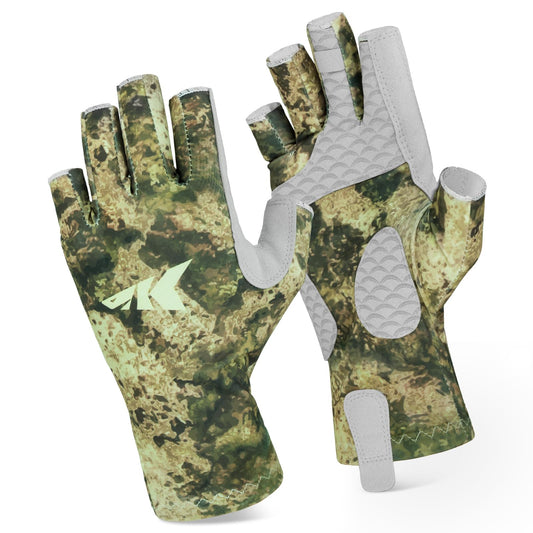 KastKing La Sal Fishing Gloves UPF50+ Sun Gloves UV Protection Fingerless Gloves Men Women for Outdoor, Kayaking, Rowing, Paddling, Canoeing, Hunting