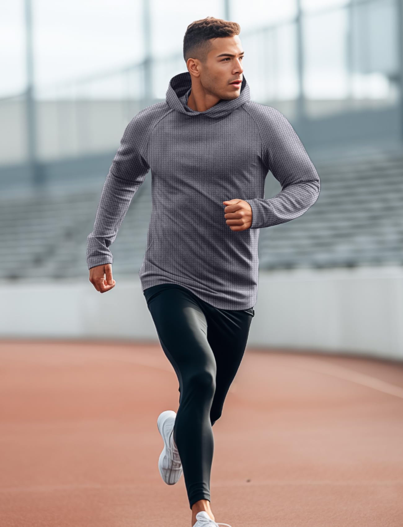 Zengjo Hoodie Shirts for Men Long Sleeve Thermal(Grey,L)