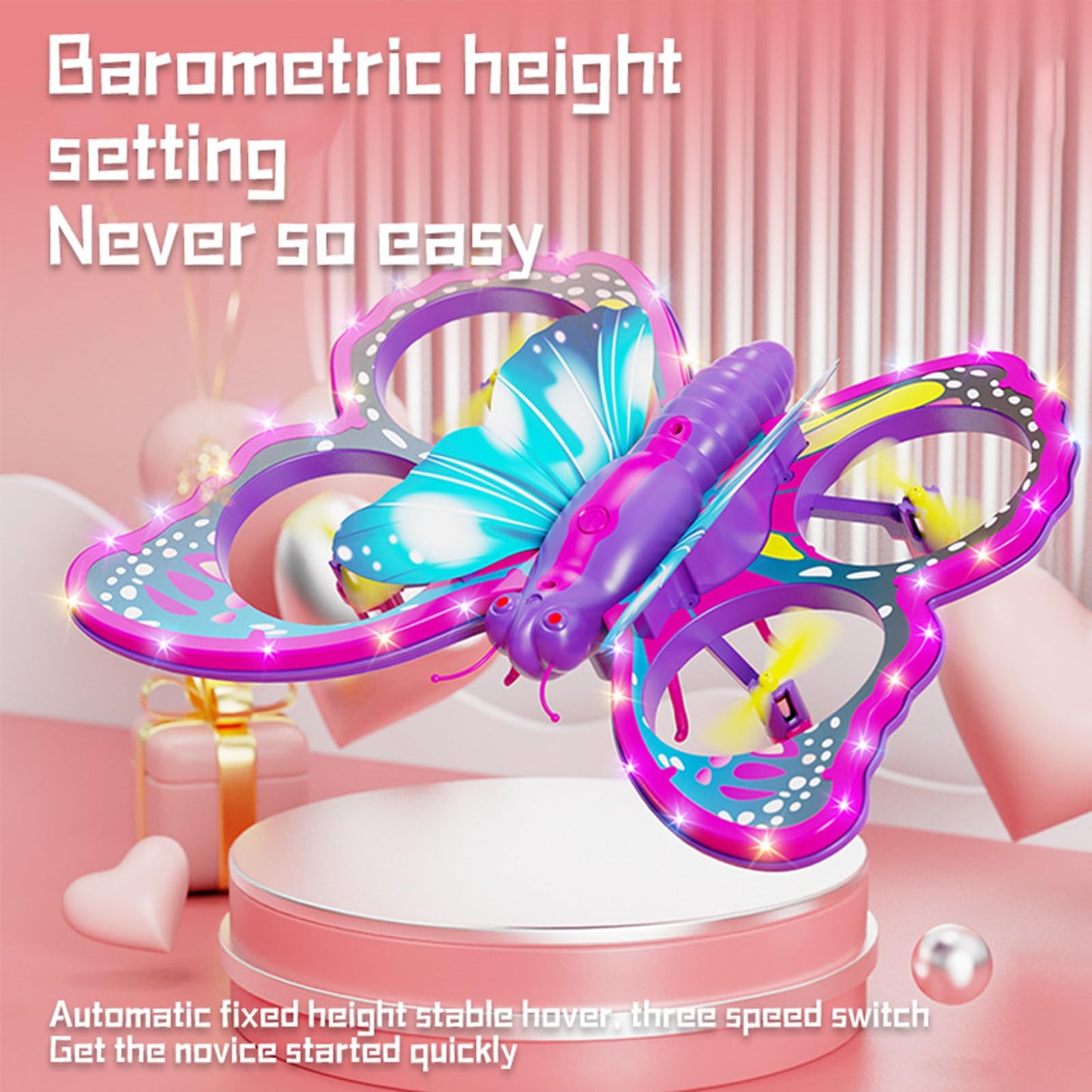 GoolRC Mini Drone for Beginners, 2.4GHz RC Butterfly Drone, RC Quadcopter with 3D Flip, Gravity Sensing, Headless Mode, Altitude Hold, LED Light, 2 Batteries, Ideal Gift for Boys and Girls