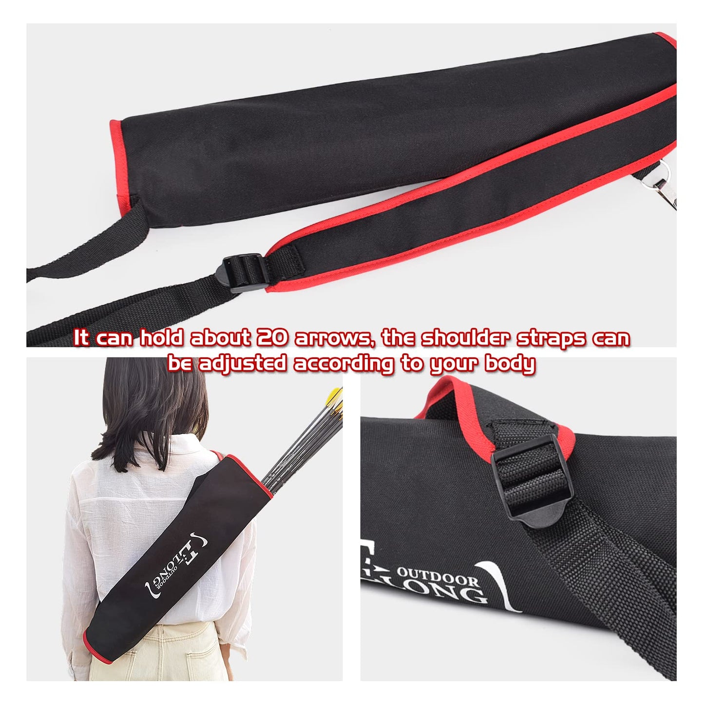 ELONG Adjustable Archery Back Arrow Quiver Holder - Upgraded Quiver Arrows for Compound Recurve Bow and Hunting Target Practicing Youth and Adults