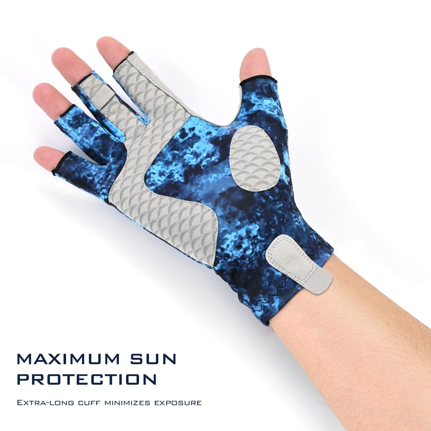 KastKing La Sal Fishing Gloves UPF50+ Sun Gloves UV Protection Fingerless Gloves Men Women for Outdoor, Kayaking, Rowing, Paddling, Canoeing, Hunting