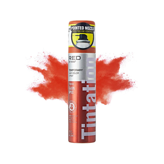 Red by Kiss Tintation Temporary Hair Color Spray 2.82oz, Quick-Dry & Smudge-Proof, Vivid Color Washable Hair Dye, Styling Spray Cosplay Halloween Birthday Party Festival (Cajun Spice)
