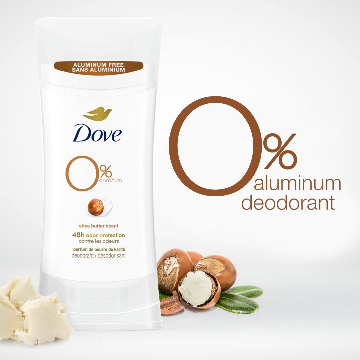 Dove 0% Aluminum Deodorant Stick Non irritating Deodorant for Underarm Care Shea Butter Kindest Aluminum Free Deodorant 2.6 oz