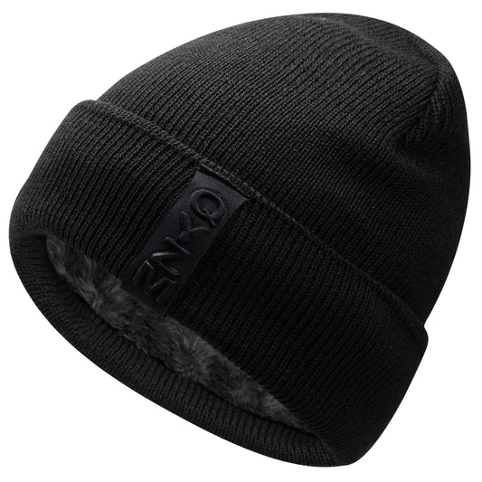 Hongtellor Knit Beanie Warm Thick Lined Hat Mens Winter Skull Cap Unisex Beanie Cap Black