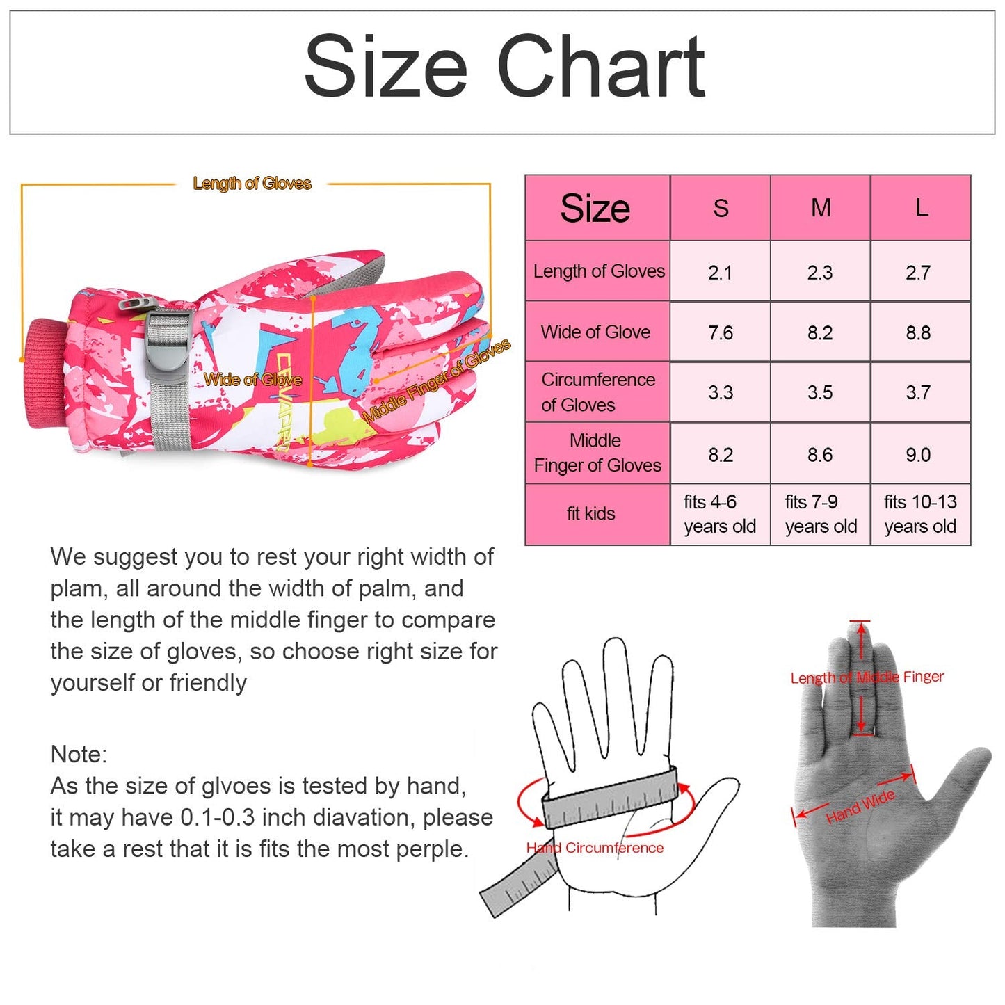 Cevapro -30℉ Ski Gloves Kids 3M Thinsulate Touchscreen Waterproof Cold Weather Winter Gloves, Warm Snow Gloves for Boys Girls