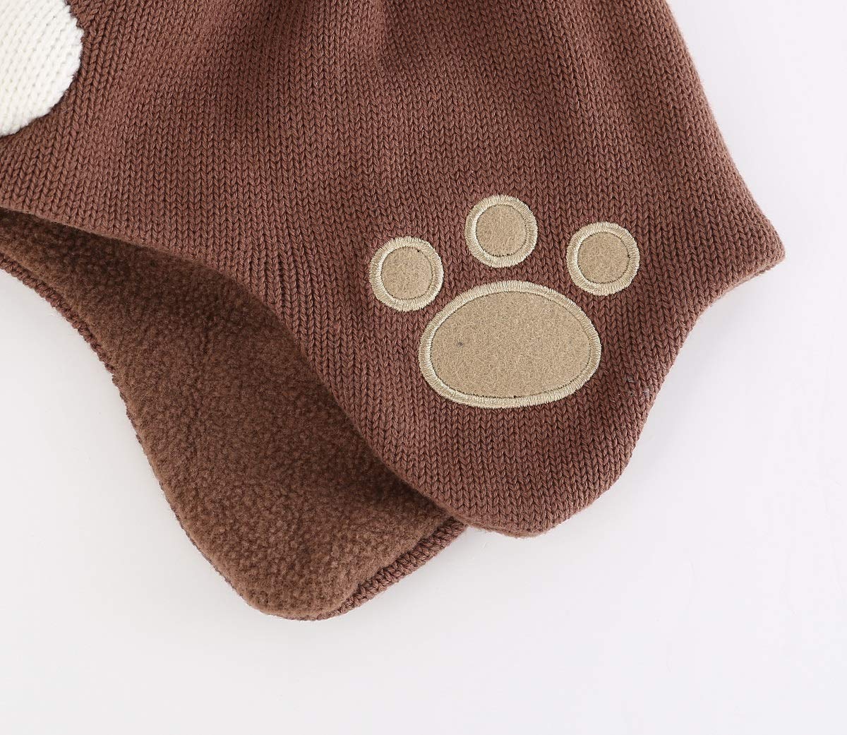 LLmoway Kids Beanie Hat Toddler Boys Knit Cap Winter Warm Cute Earflap Skull Pom Pom Hat Brown, 2-ply