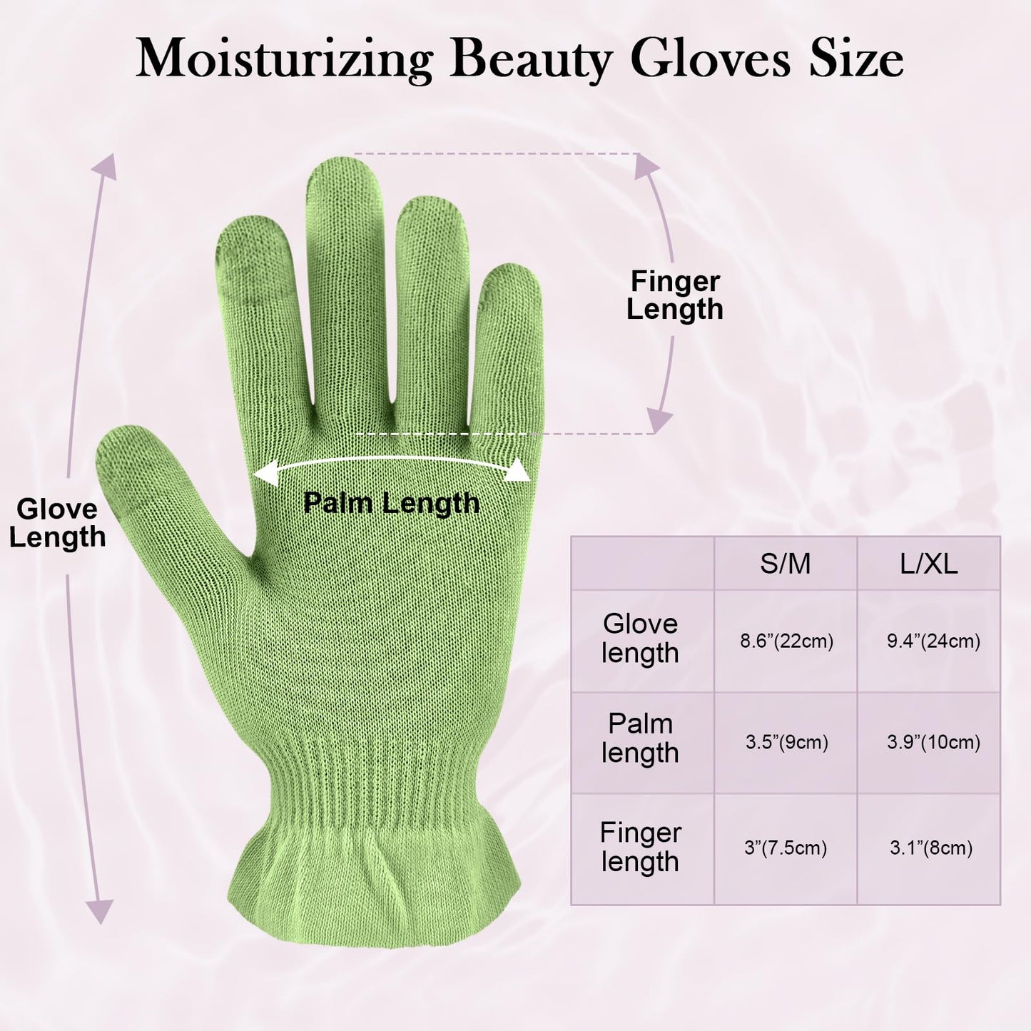 MIG4U Moisturizing Beauty Gloves Touchscreen Overnight Sleeping Glove for Women Dry Hands, Nighttime Lotion, Eczema, SPA, Cosmetic Treatment, Apple Green 3 Pairs Size S/M