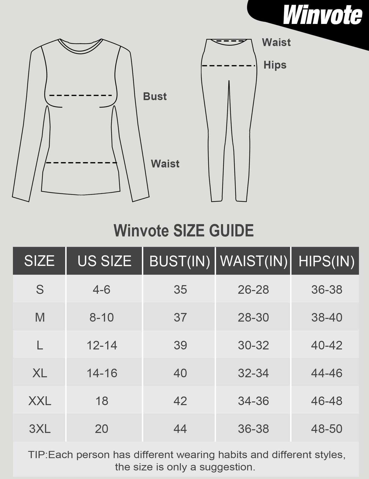 Winvote Thermal Underwear for Women Set Long Johns Fleece Lined Soft Cold Weather Warm Base Layer Winter Pajamas Top Bottom Grey L