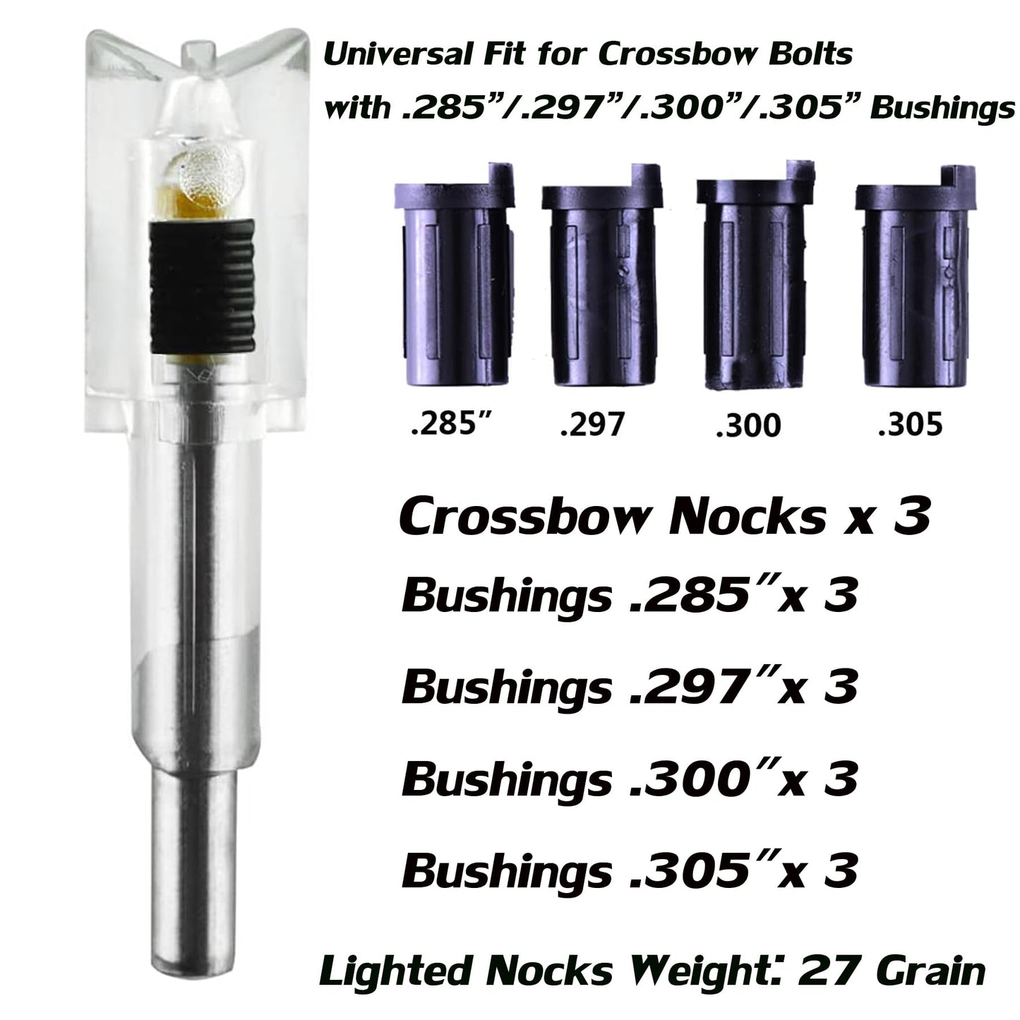 KEAUP 6/3 Pack Lighted Nocks for Crossbow Bolts with .285”/.297”/.300”/.305” Bushings High-Visibility Crossbow Lighted Nocks, On/Off Switch Included