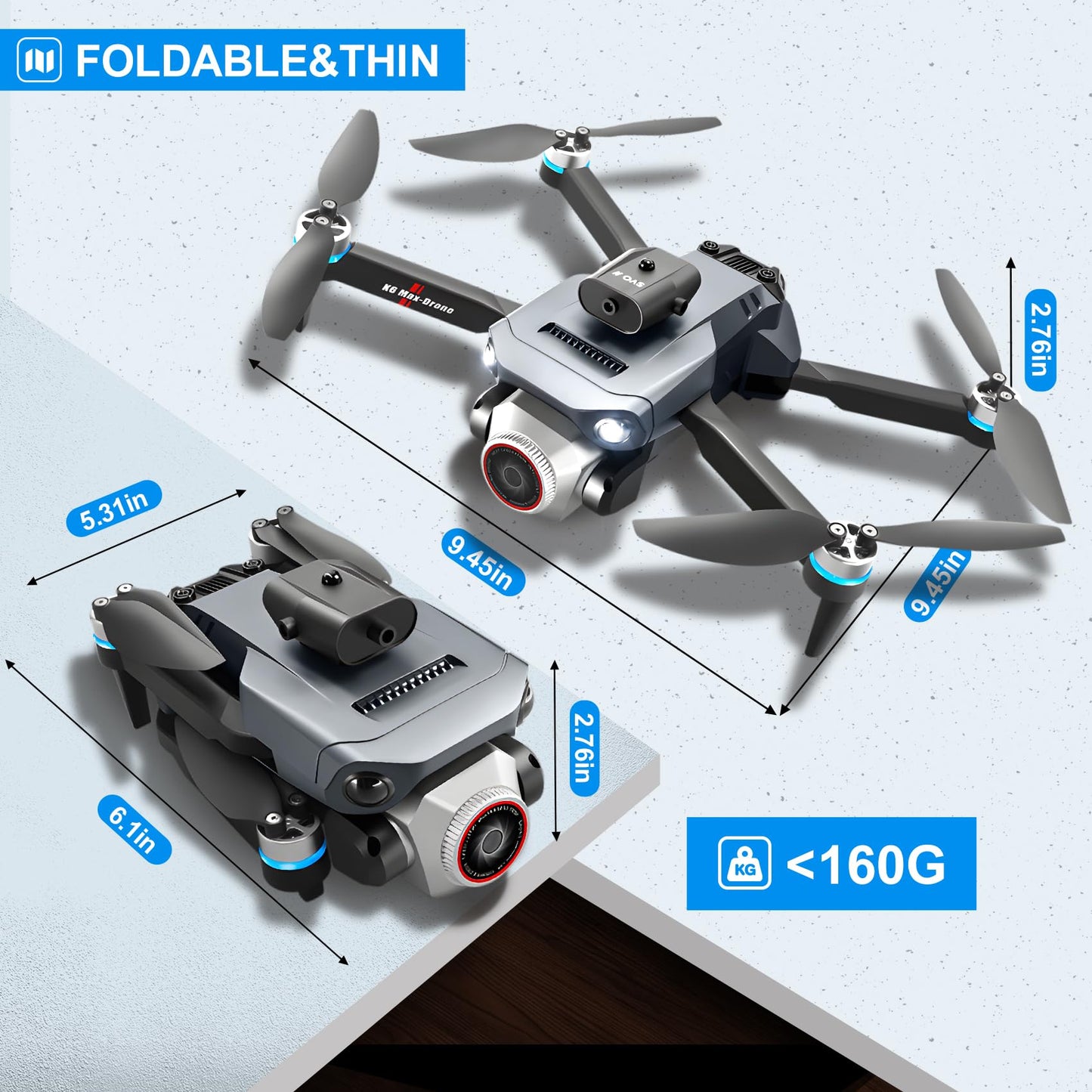 Drone With Screen On Controller With Camera 4k For Beginners And Kids,Wifi Fpv,Sd Storage,Foldable,3d Flips,One Key Take Off/Land,Headless Mode,Led Lights,Avoidance,Waypoints Fly,Sd Storage,Under 249g(2 Batteries)