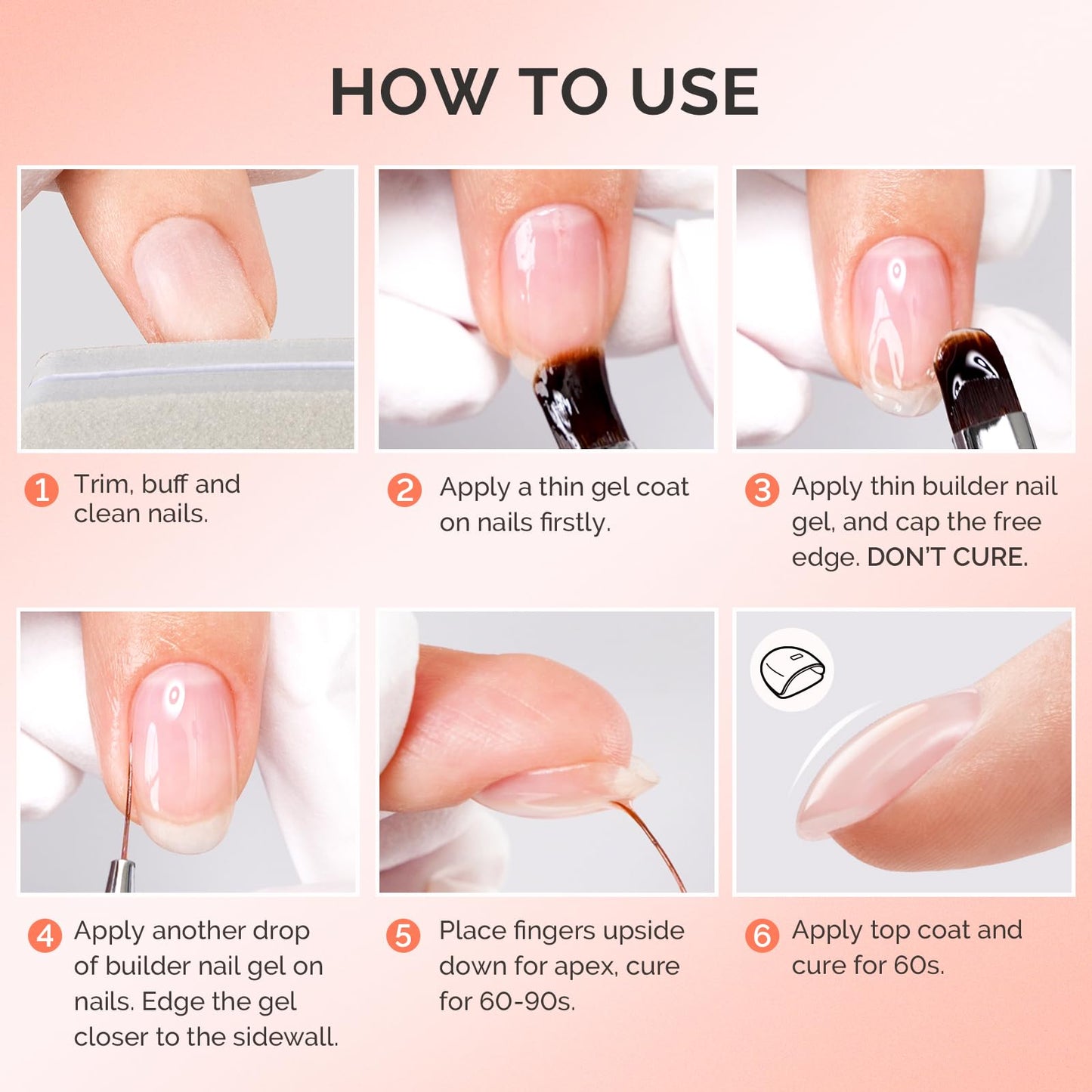 MelodySusie 2PCS Builder Nail Clear Base Gel Builder Gel for Nails Thickening, Soak Off UV Gel,Extension Gel Rhinestone Nail Glue Gel in a Bottle for Nail Art Design Gift for Women