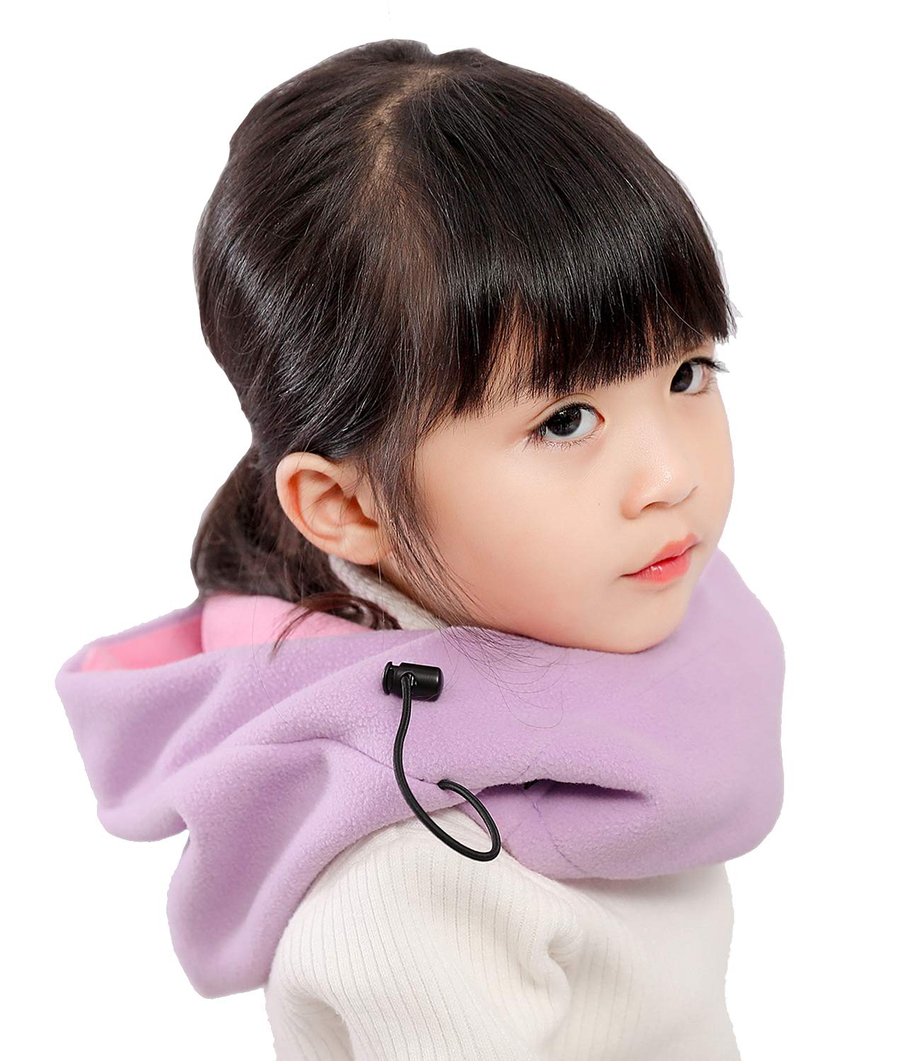 Kids Winter Windproof Cap,Children's Double Warm Balaclava Face Mask for Cold Weather,Neck Warmer,Adjustable Full Face Cover Hat for Boys Girls,Perfect for Skiing,Cycling(Purple+Pink)