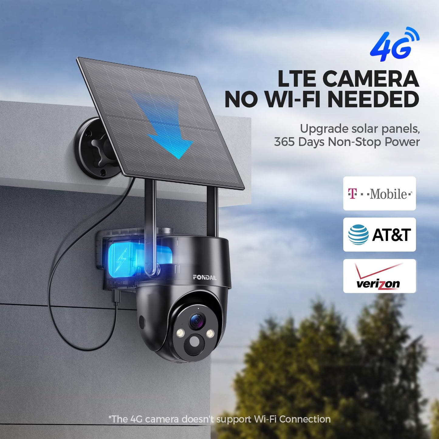 4G LTE Cellular Solar Security Camera Wireless Outdoor, No WiFi Solar Powered Camera, 360° Live View, 2K Color Night Vision, PIR Detection, 2-Way Audio, Motion Alert, Built in SIM Card, Easier to use