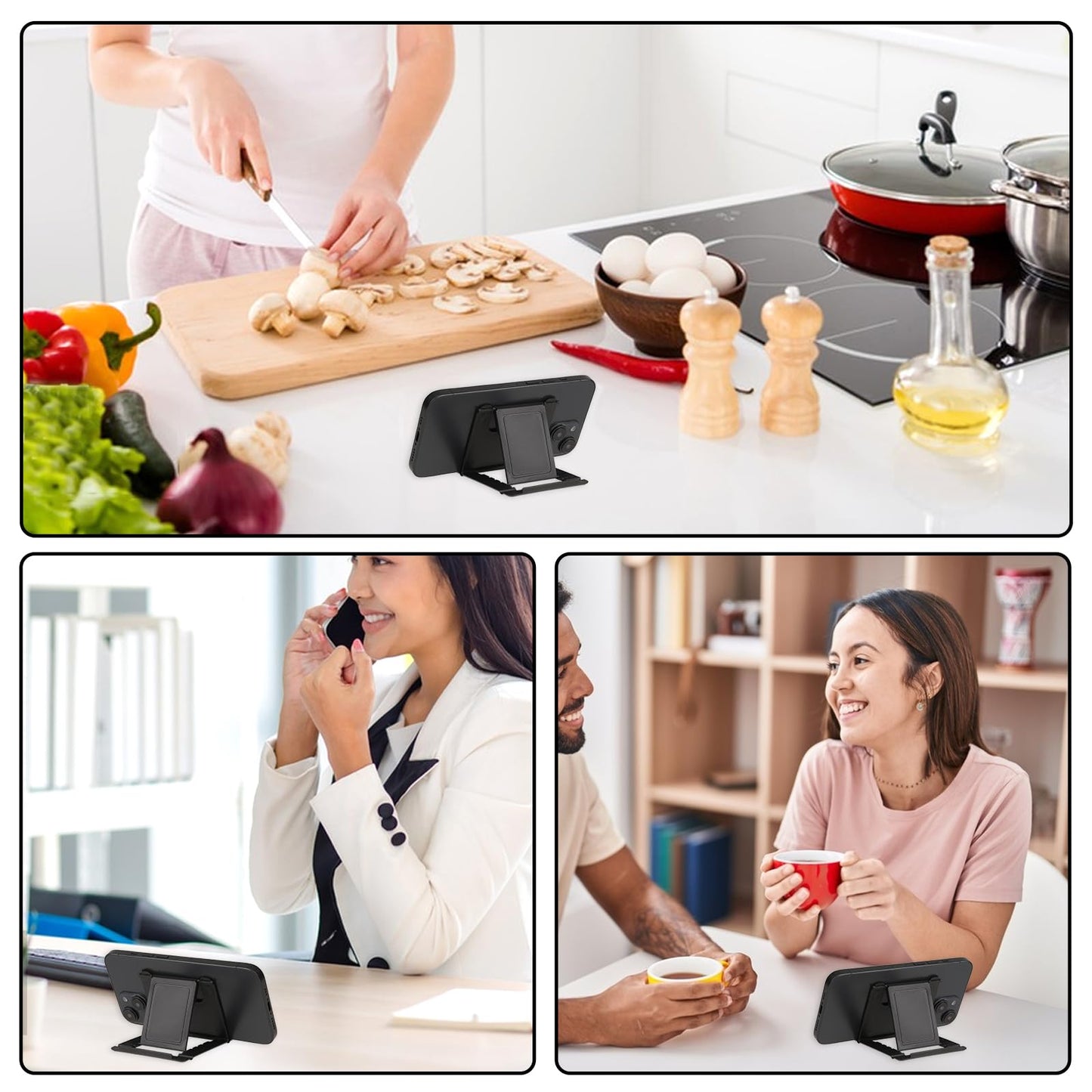 KALIONE 6 Pack Portable Cell Phone Stand Holder for Desk, Foldable Desktop Mobile Phone Kickstand Universal Desk Stand for All Mobile Smart Phone