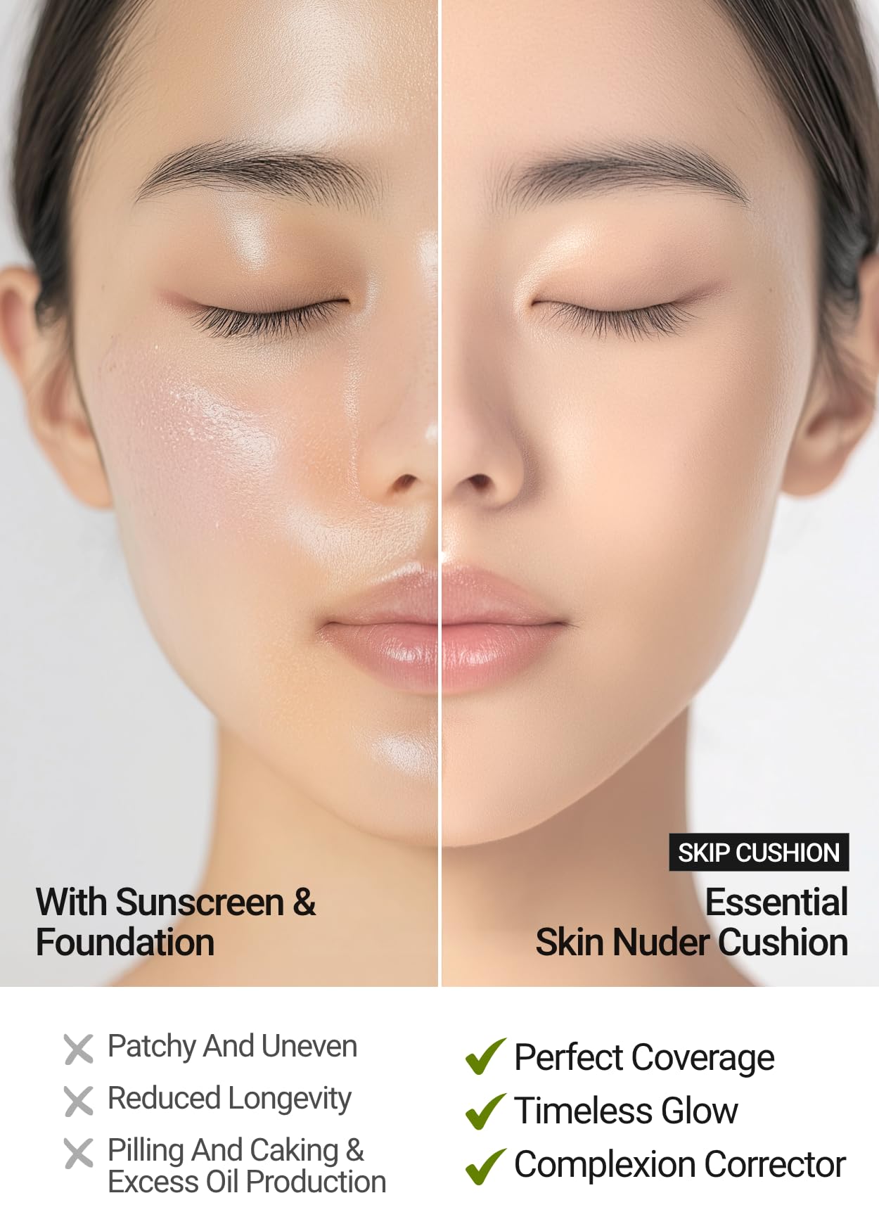 [JUNGSAEMMOOL OFFICIAL] Essential Skin Nuder Cushion (Fair Light) | Refill Included | Natural Finish | Buildable Coverage | Makeup Artist Brand | Cream Foundation
