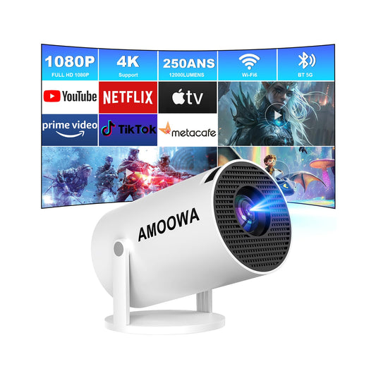 Portable 4K Mini Projector with WiFi and Wireless Bluetooth, Smart Proyector with Android 11, Projector with apps built in, 270° Rotatable, Auto Keystone,35"-130" Screen,Projector 4K Ultra HD