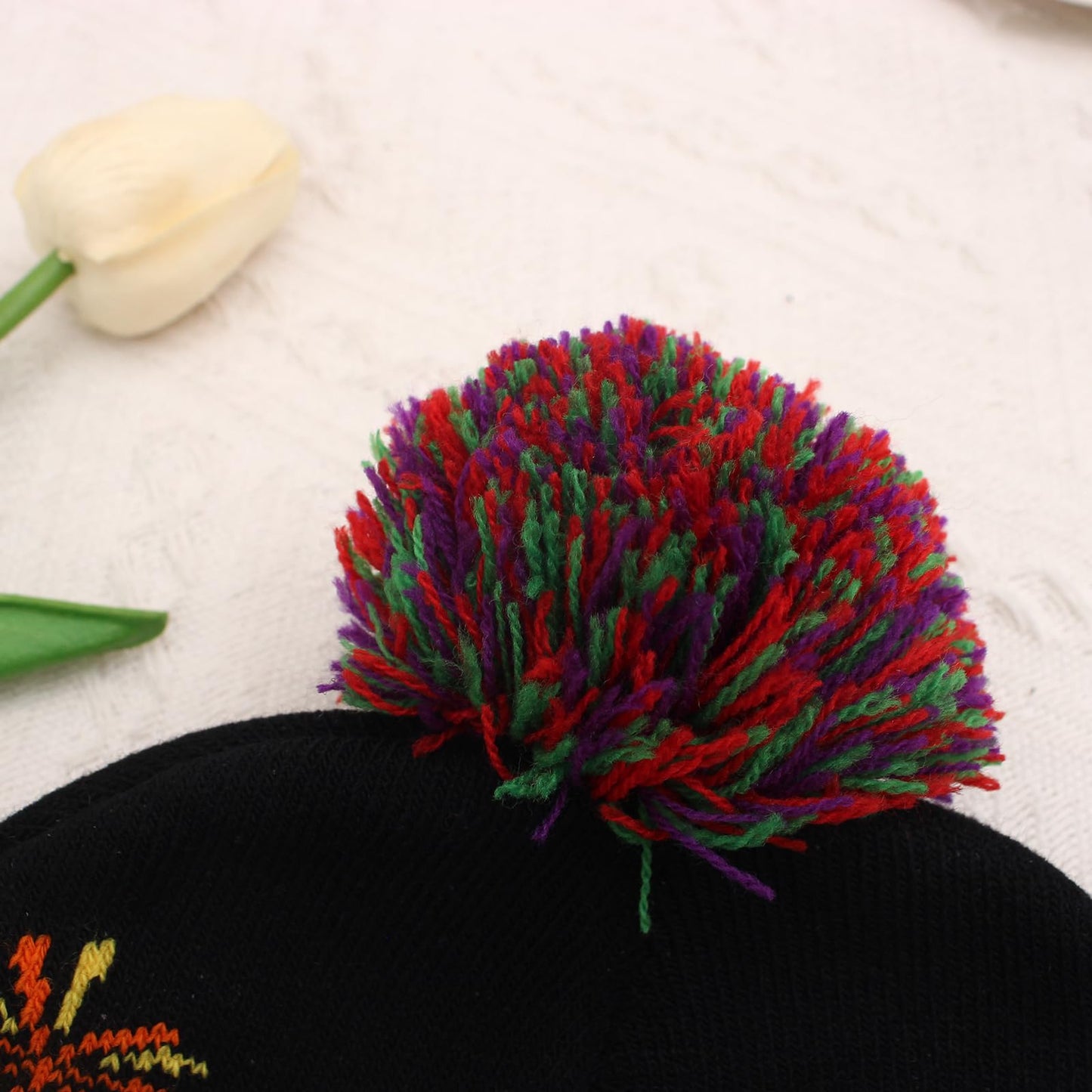 Enrwin Unisex Christmas Hat Winter Knitted Crochet Beanie Happy New Year Hat for Women and Men Gift for Christmas (Style01-Black, Polyester)