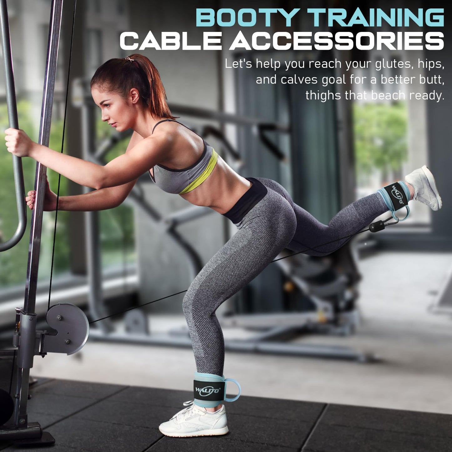 WALITO Gym Ankle Straps for Working Out - Glute Ankle Cuff Kickback Strap, Gym Cable Machine Accessories for Women Glute Leg Extensions, Hip Abductors & Lower Body Exercises Equipment