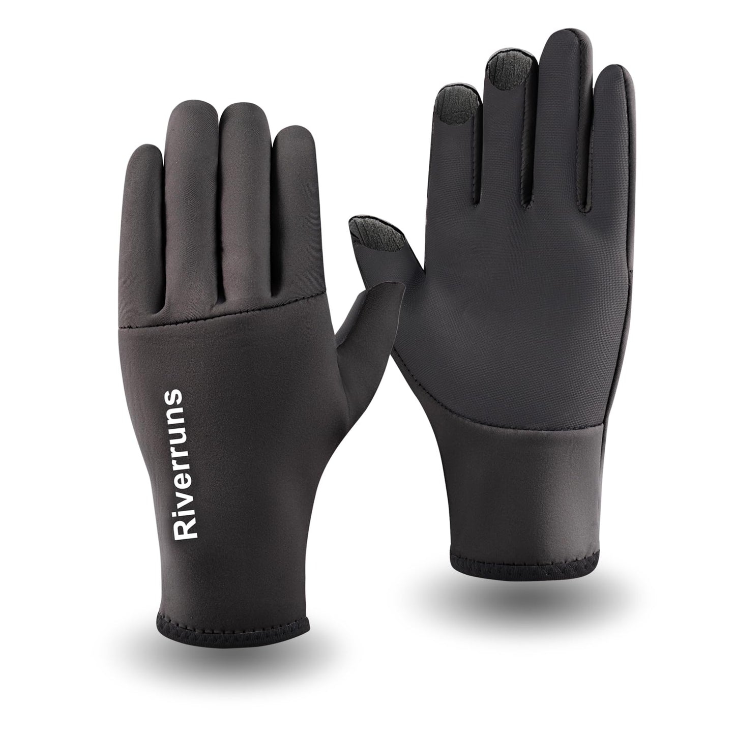 Riverruns Neoprene Fishing Gloves, 3-Cut Fingers Winter Gloves for Men, Cold Weather Gloves for Fly Fishing, Ice Fishing, Photography, Hunting, Black, M