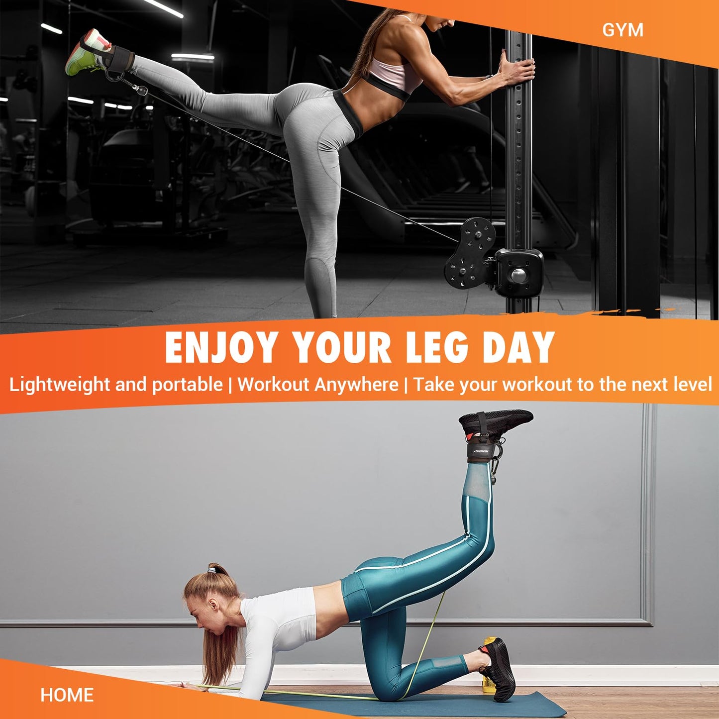 Ankle Strap for Cable Machine Women, Adjustable Gym Cable Ankle Straps for Kickbacks, Glute Workouts, Leg Extensions, Curls, Booty Hip Abductors, Ankle Cuff for Cable Machine Accessories(S-Brown)