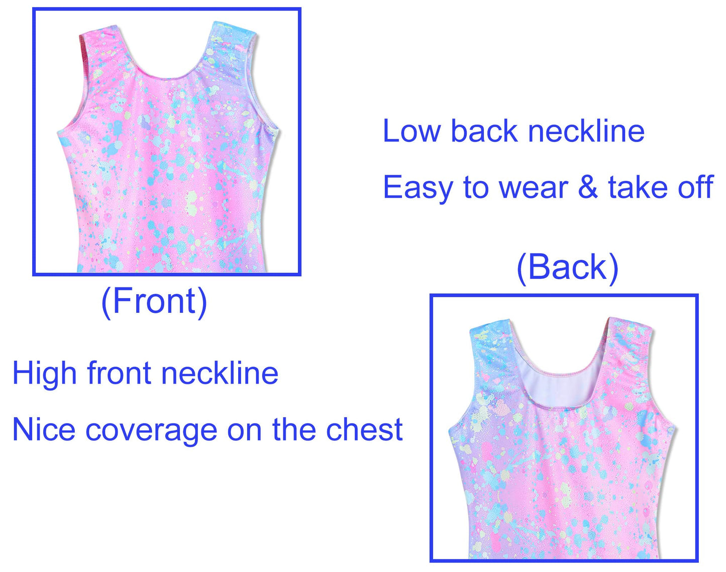 Domusgo Girls Gymnastics Leotards Size 8-9 Years Old Shiny Colorful Graffiti Dot Sleeveless Biketard with Shorts