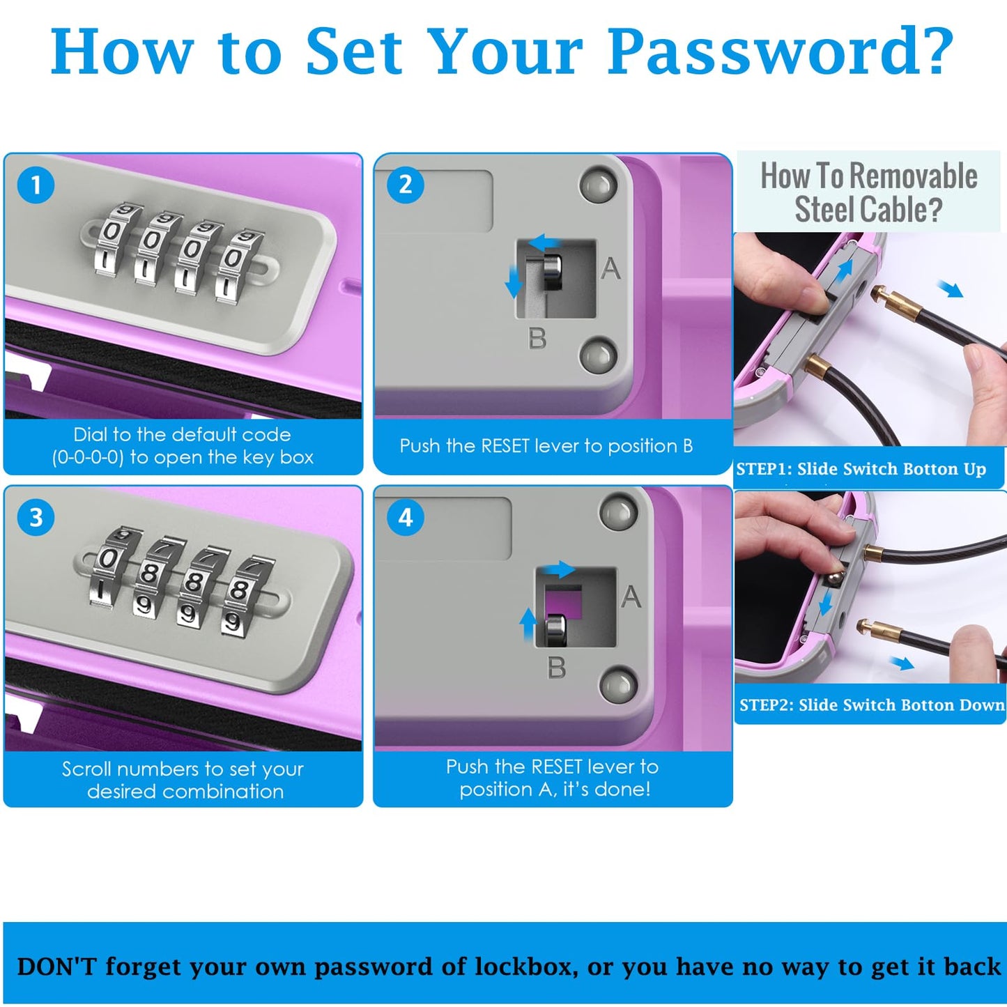 AMIR Portable Safe Box, Combination Security Case LockBox with Code, Waterproof Anti-Theft Personal Mini Travel Safe with Removable Chain, Portable Lock Box for Home, Office, Car, Dorm, Beach