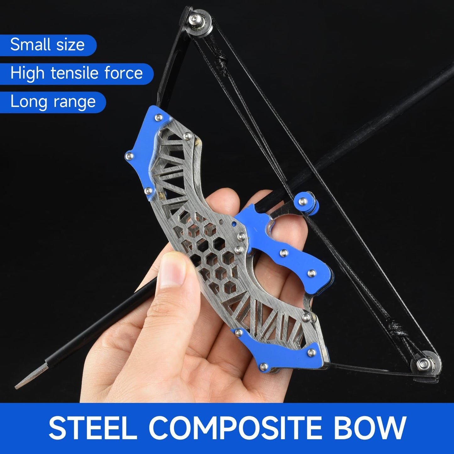 Mini Archery Bow Set Right Hand Mini Compound Bow Mini Hunting Bow Metal Material Catapult RH/LH for Hunting Shooting Practice Archery Entertainment Fun Hexagonal Silver Wheel Style