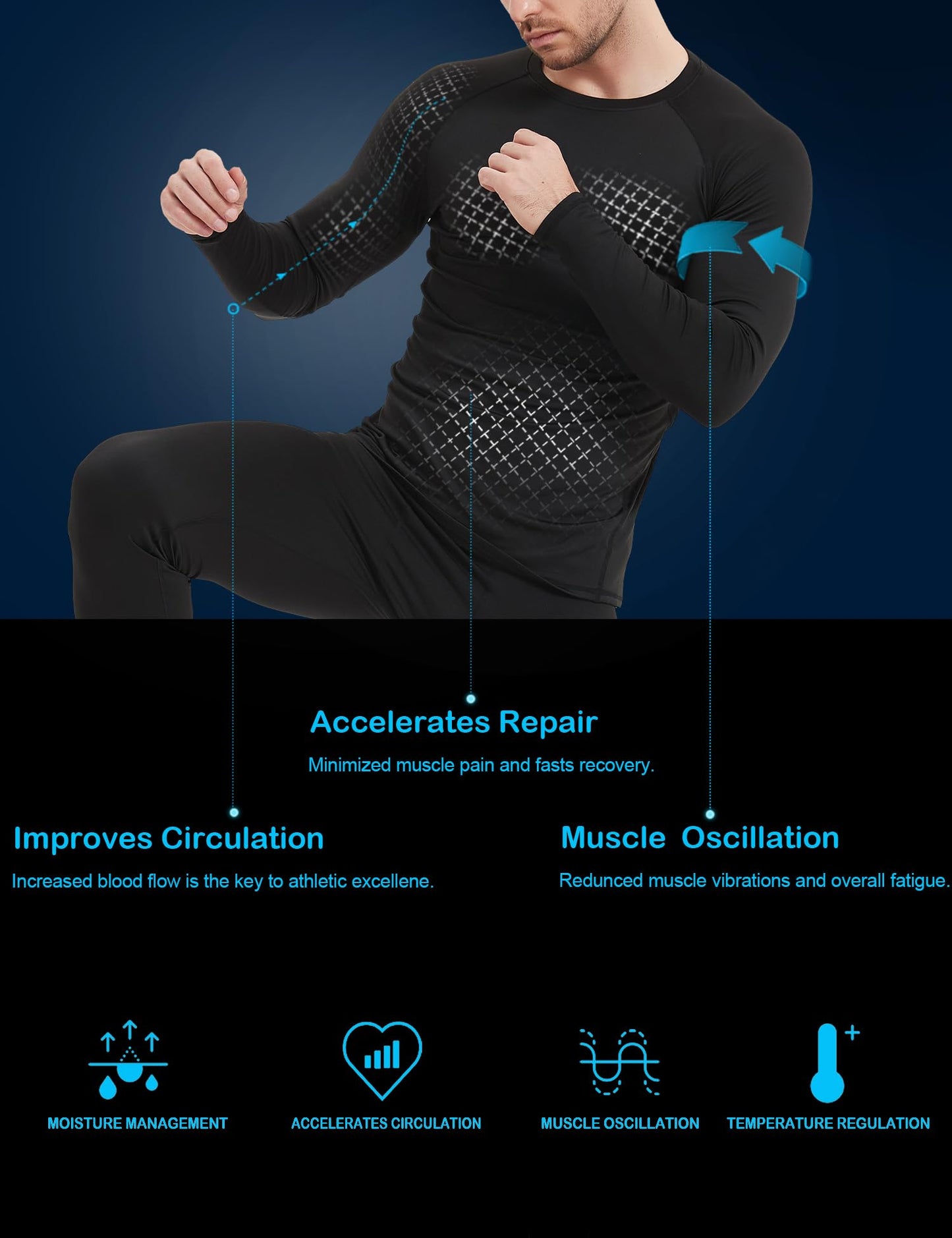 Dalavch 4 Pack Men's Compression Shirts Short & Long Sleeve Athletic Workout Sports Undershirt Base Layer Top for Winter 4 Black Small