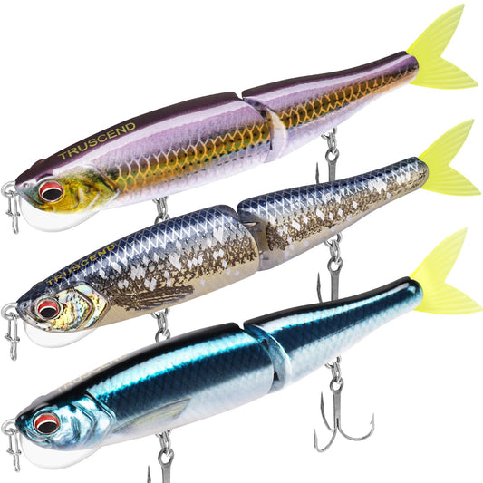 TRUSCEND Fishing Lures for Bass, Glide Baits with Vertical Tongue Design, Segmented Swimbaits Bass Fishing Lures for Saltwater Freshwater, Slow Sinking Plugs Lures for Bass Walleye Trout Pike Musky