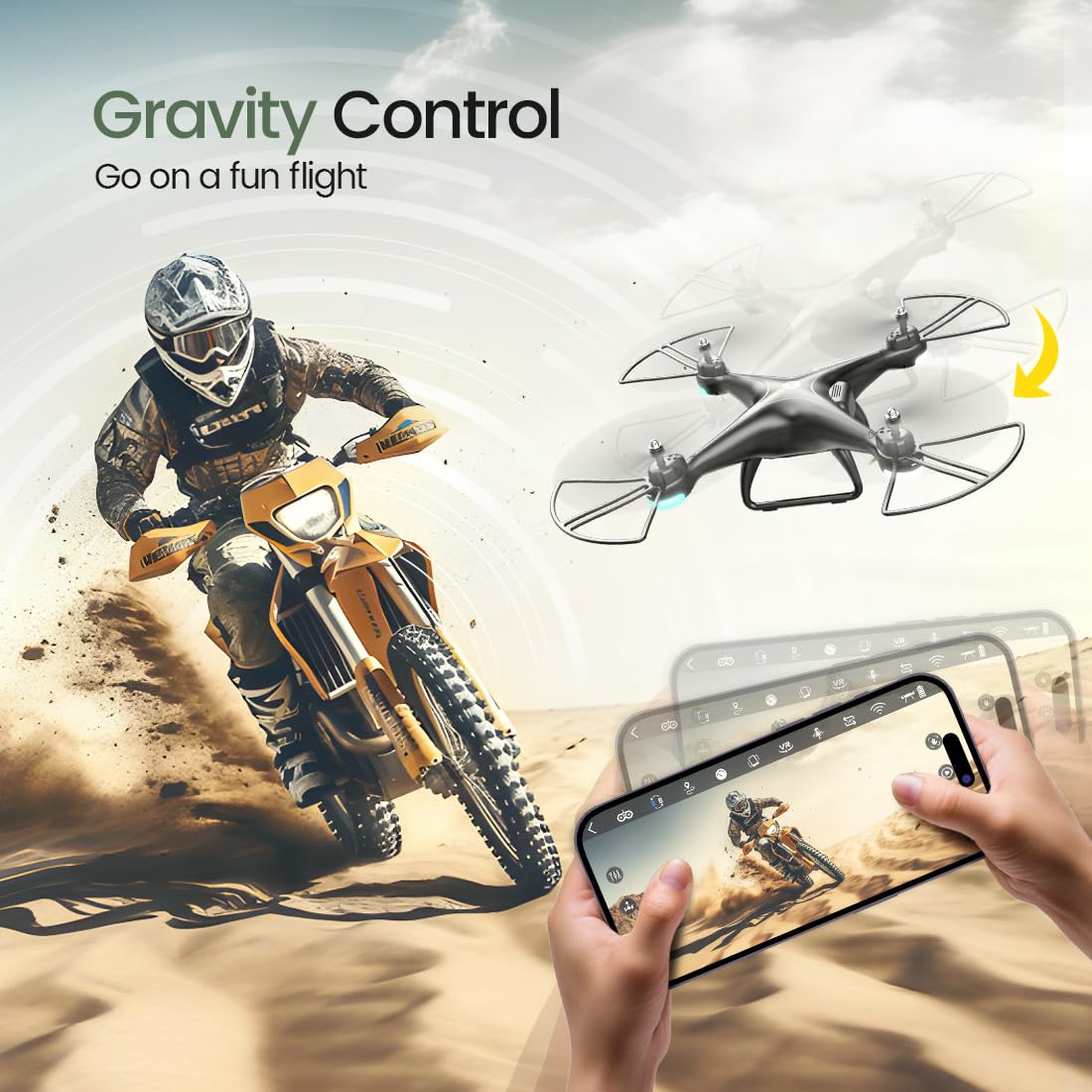Holy Stone HS110D FPV RC Drone With 1080P HD Camera Live Video 120 Wide Angle WiFi Quadcopter With Gravity Sensor, Voice Control, Gesture Control, Altitude Hold, Headless Mode, 3D Flip RTF 2 Batteries