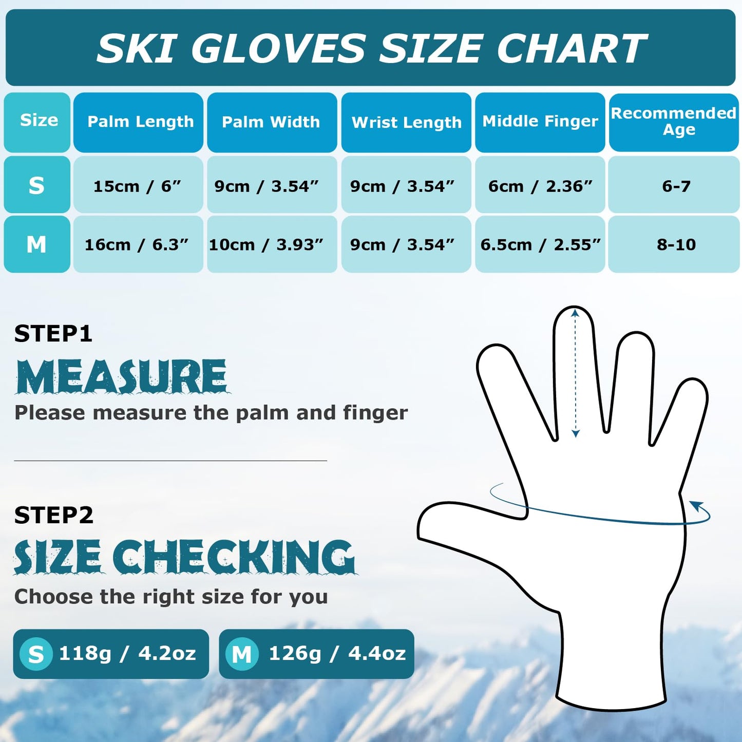 YAPJEB Kids Winter Gloves, Snow Warm Gloves, Waterproof Ski Gloves for Boys and Girls Skating Snowboarding Hiking(Black-S)